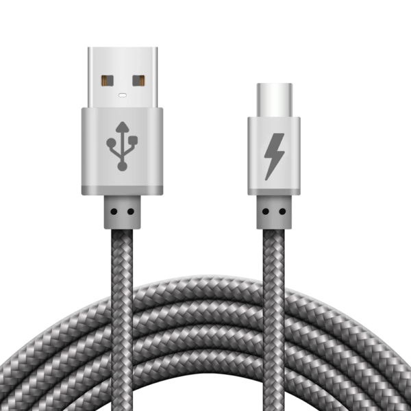Silver & Black Lightning Cable 2m